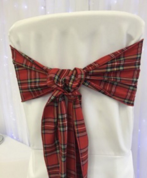 Royal Stewart tartan. £1.25 to hire. Replacement value £5 each.
