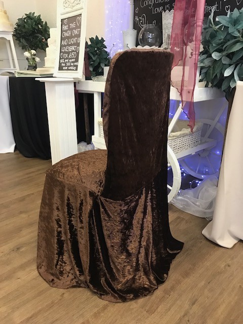 Chocolate crushed velvet cover £2 each, replacement value £10.00