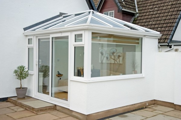 White Conservatory with High Specification Glass Roof