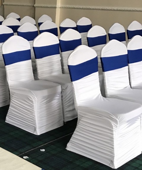 Ruched white chair covers