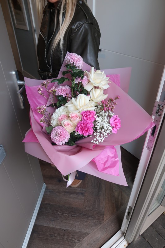 Pretty pink white modern flower bouquet