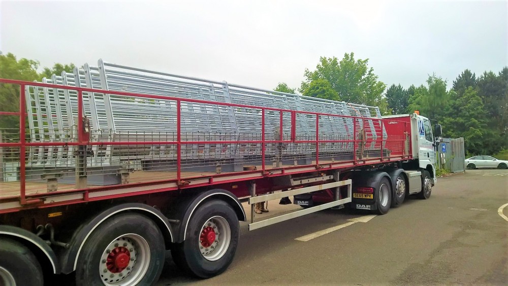 NTC's Pathfinder Trailer Safety System on its way to deliver parapets to the Queensferry Crossing in Fife.